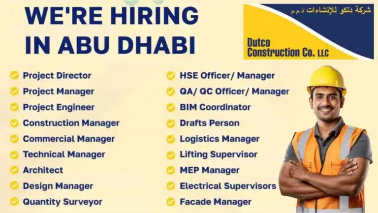 Dutco Construction Vacancy 2025 | Electrical Supervisor Jobs UAE