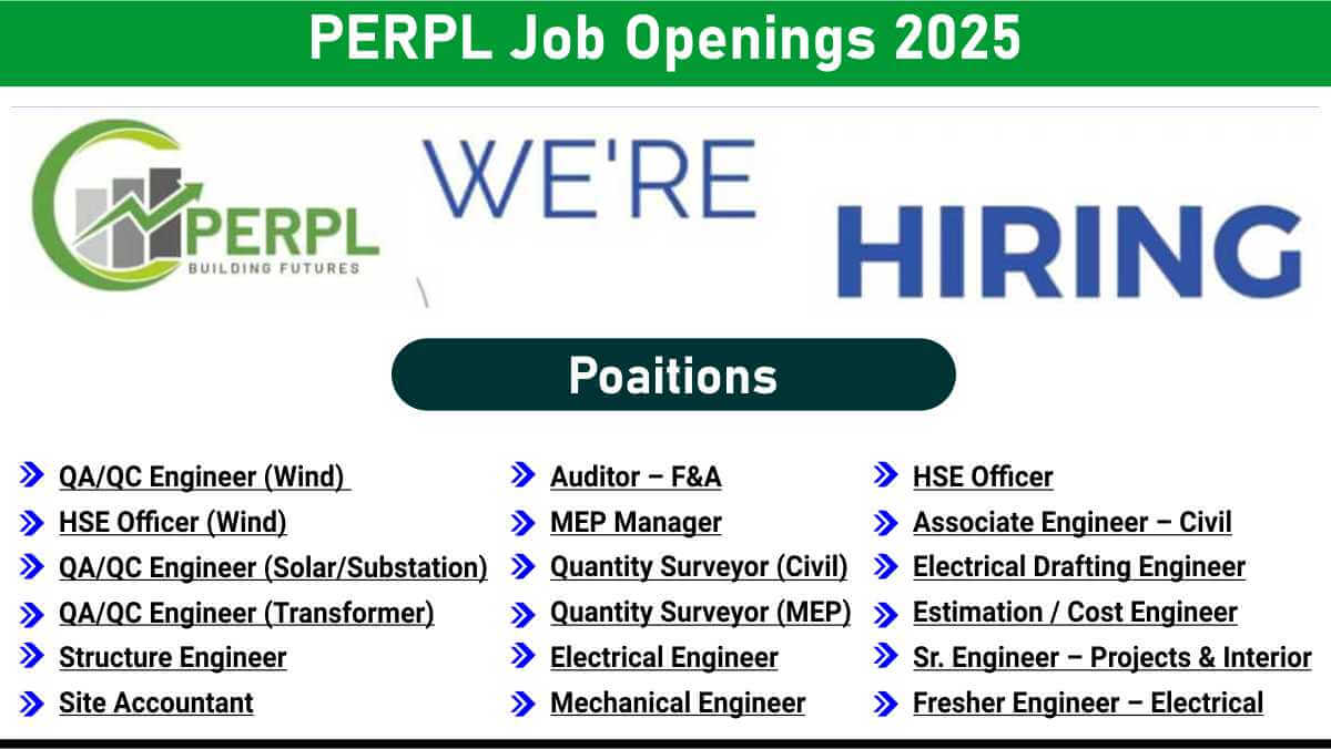 PERPL Recruitment 2025 | QA/QC, HSE, MEP, Quantity Surveyor & Engineer Vacancies