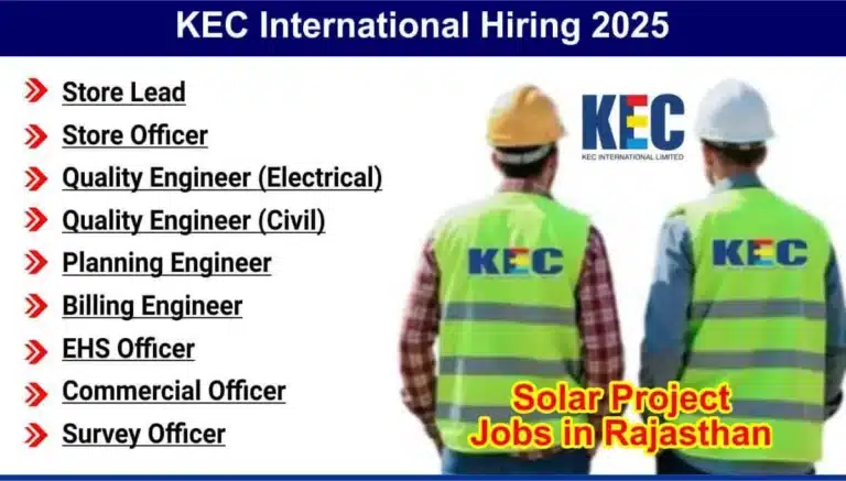 KEC International Ltd New Vacancy 2025 | Solar Project Jobs in Rajasthan