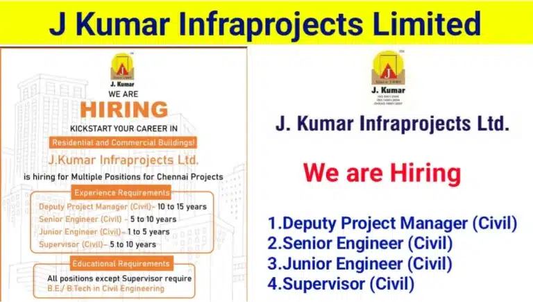 J Kumar Infraprojects Ltd recruitment 2025 | For Residential and Commercial Building Projects