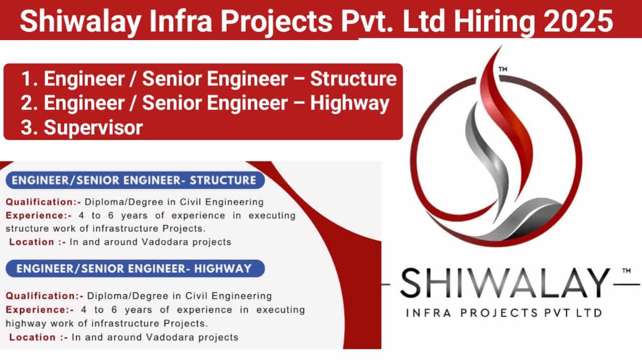 Shiwalay Infra Projects Pvt. Ltd New Vacancy 2025 | Civil supervisor Jobs Near Me