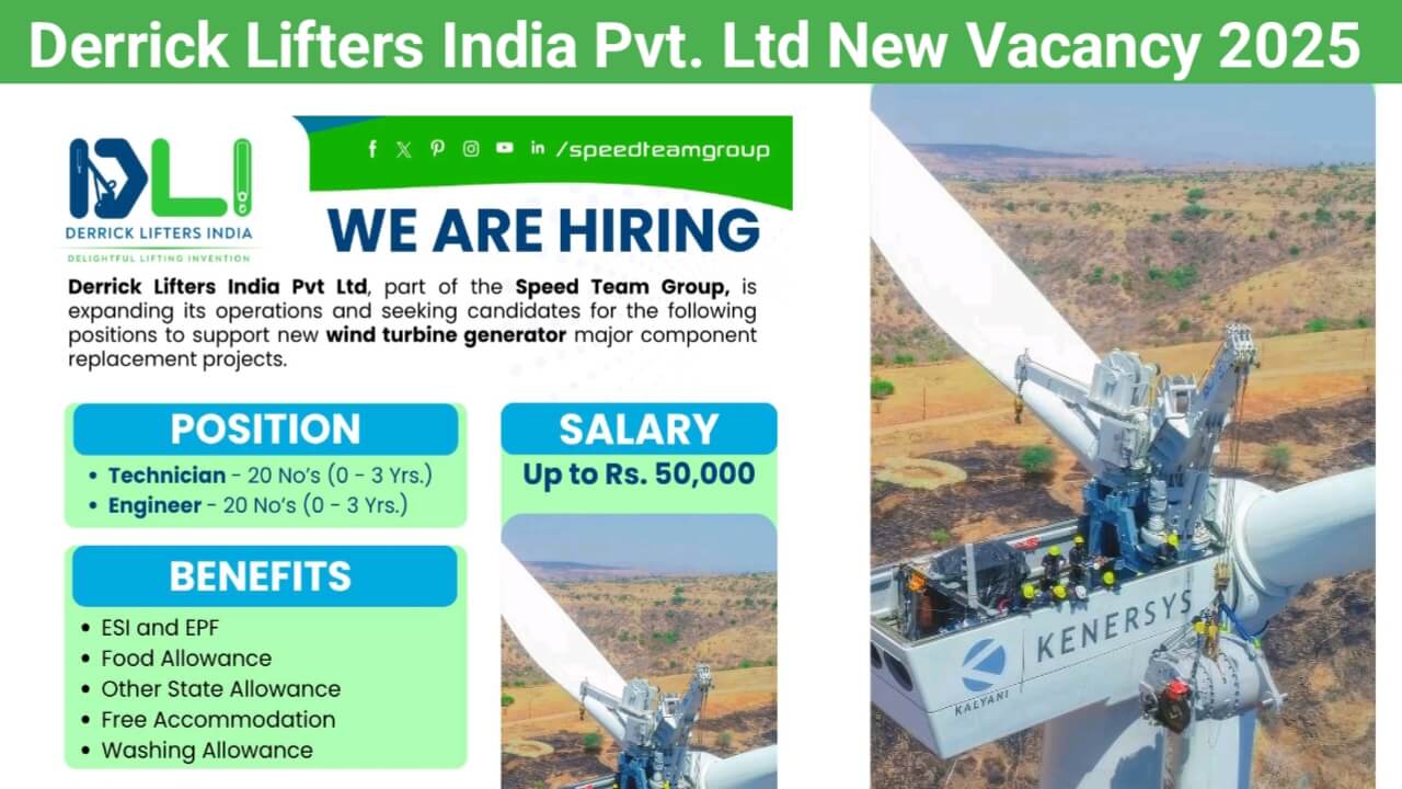 Derrick Lifters India Pvt. Ltd New Vacancy 2025 | For Technician And Engineer