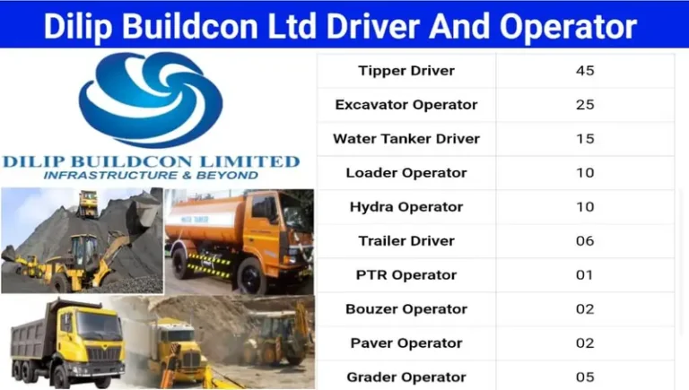 Dilip Buildcon Ltd Drive And Operator Vacancy 2025 | Location: Mangaluru, Karnataka
