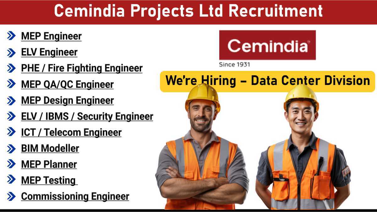 Cemindia Projects Ltd Recruitment | Data Center & Infrastructure Projects | PAN India Engineering Jobs