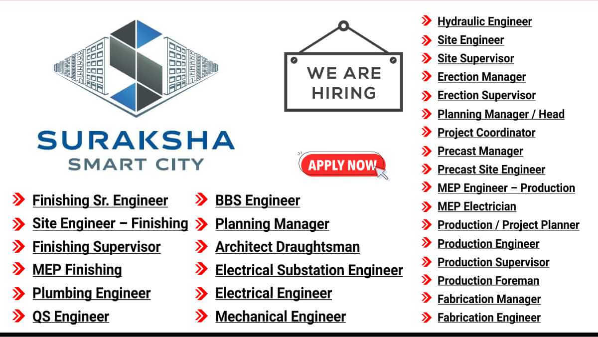 Suraksha Smart City Hiring 2025 | Civil / Mechanical / Electrical / MEP Jobs
