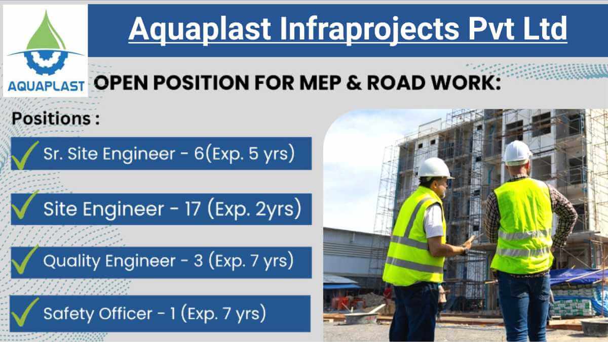 Aquaplast Infraprojects Pvt Ltd Hiring 2025 | MEP & Road Work Jobs | Apply Now