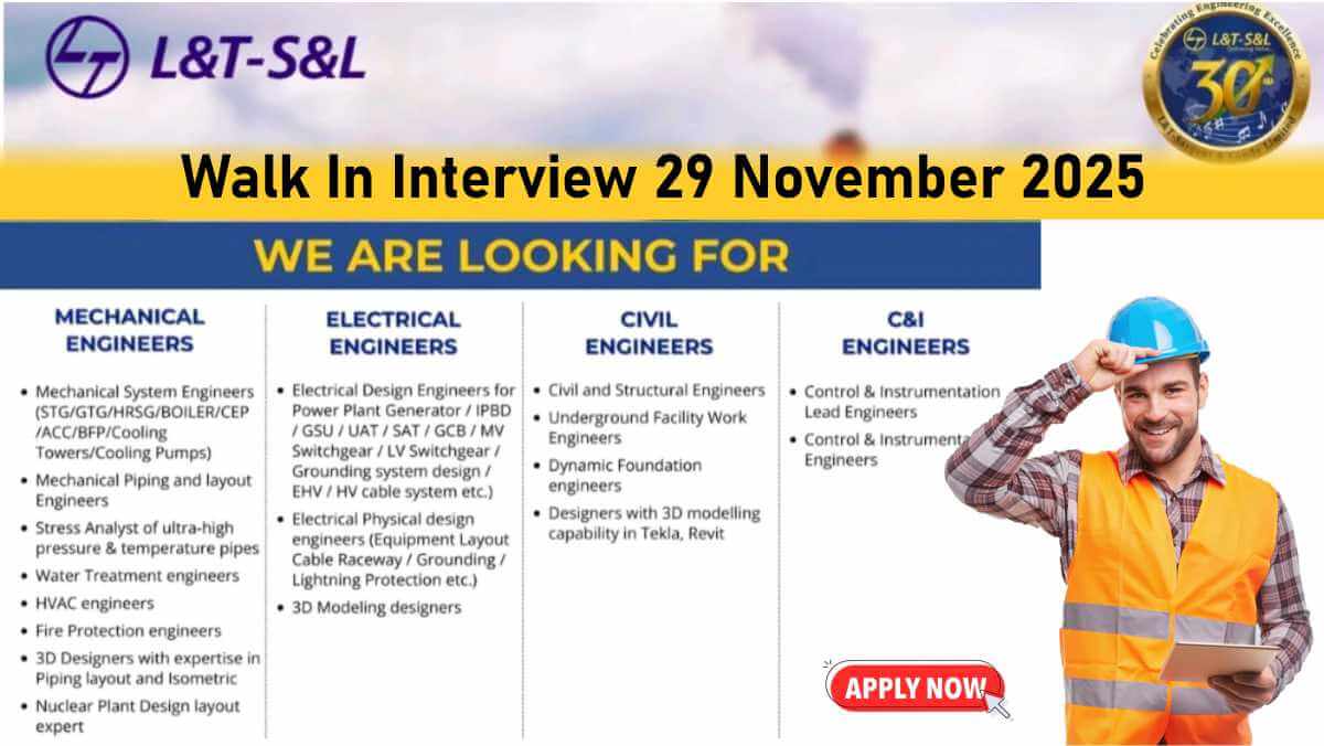 L&T-Sargent & Lundy Limited Hiring 2025 | Power Plant Design Engineers – Mechanical, Electrical, Civil & C&I Roles 1 w 2025 11 21T065741.697