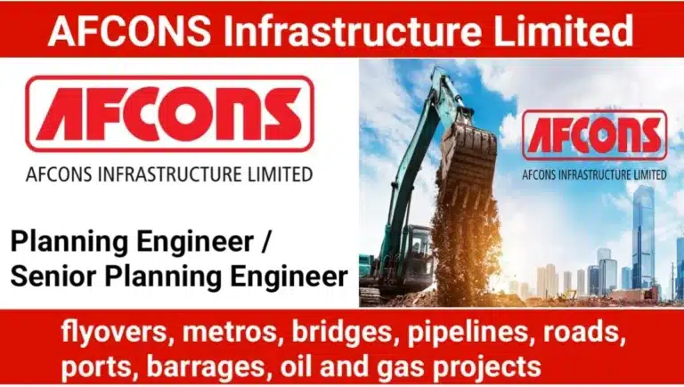 AFCONS Infrastructure Limited Hiring 2026 | For flyovers, metros, bridges, pipelines, roads, ports, barrages, oil and gas projects
