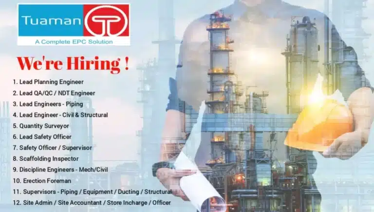Tuaman Engineering Limited Vacancy 2026 | For ongoing EPC projects across Assam, Gujarat, and West Bengal.