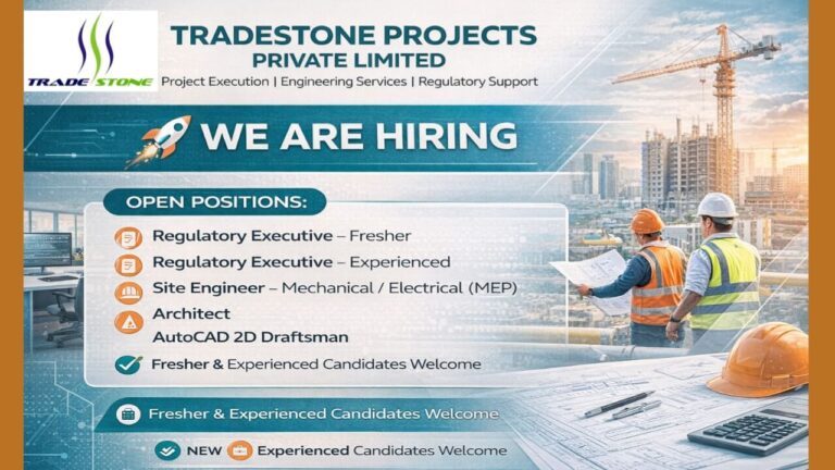 Tradestone Projects Private Limited Recruitment 2026 | For Mechanical / Electrical Engineering/B.Sc / M.Sc / B.Pharm / M.Pharm
