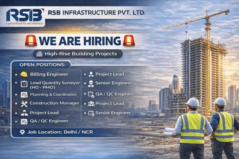 RSB Infrastructure Pvt. Ltd Hiring 2026 | For High-Rise Building Projects across Delhi / NCR