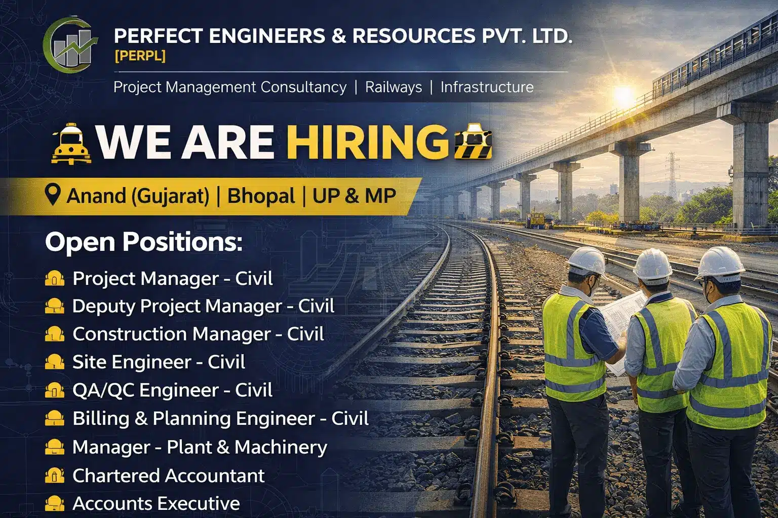 Perfect Engineers & Resources Private Limited Hiring 2026 | Location: Anand (Gujarat) | Bhopal | UP & MP