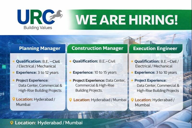 URC Construction Pvt Ltd Vacancy 2026 | For Data Center, Commercial, and High-Rise Building projects