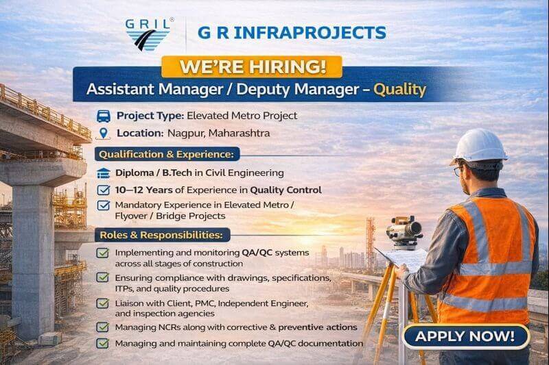 GR Infraprojects Ltd Latest Vacancy 2026 | For Elevated Metro Project in Maharashtra