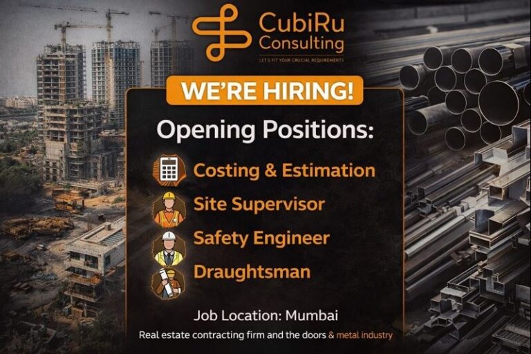 CubiRu Consulting Recruitment 2026 | For Real Estate Contracting firm and the doors & metal industry