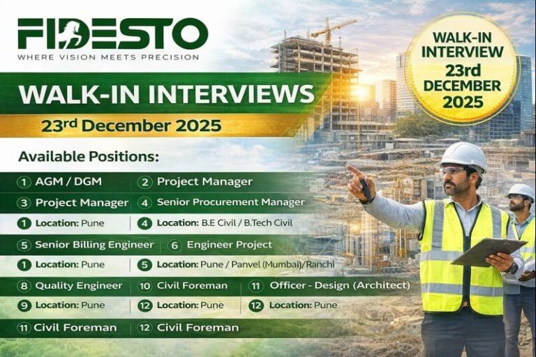 Fidesto Project Pvt Ltd Walk In Interview 2025 | For Diploma, BE and B.tech