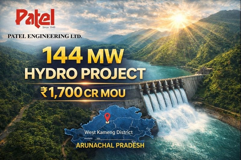 Patel Engineering Signs MoU for 144 MW Gongri Hydropower Project in Arunachal Pradesh | ₹1,700 Cr Renewable Energy Push 1 Patel Engineering Signs MoU for 144 MW Gongri Hydropower Project in Arunachal Pradesh | ₹1,700 Cr Renewable Energy Push