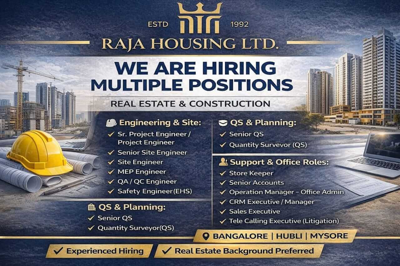 Raja Housing Ltd Hiring 2026 | For Real Estate / Construction Industry background