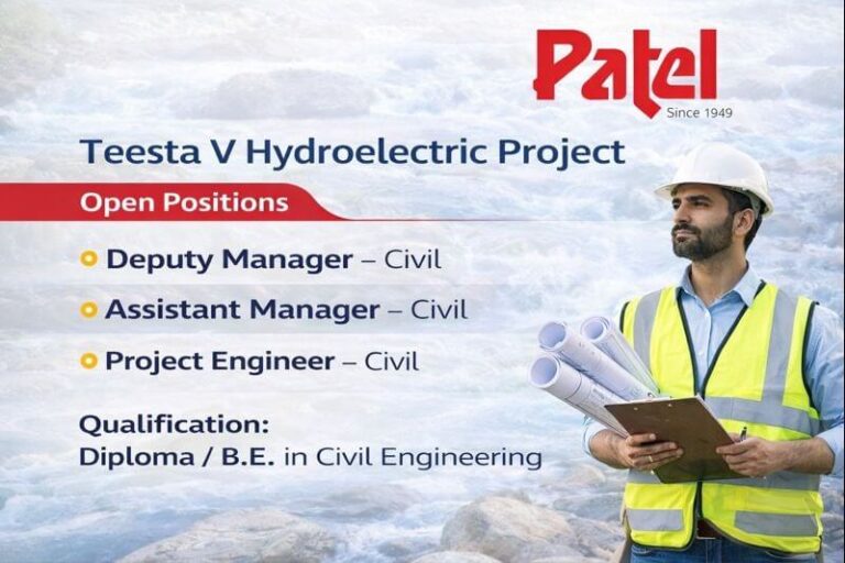 Patel Engineering Ltd Hiring 2026 | Construction Jobs In Sikkim
