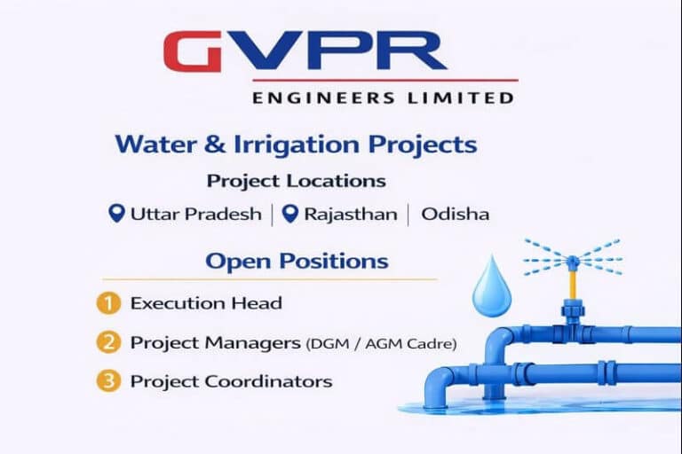 GVPR Engineers Limited Vacancy 2026 | For Water & Irrigation projects across India