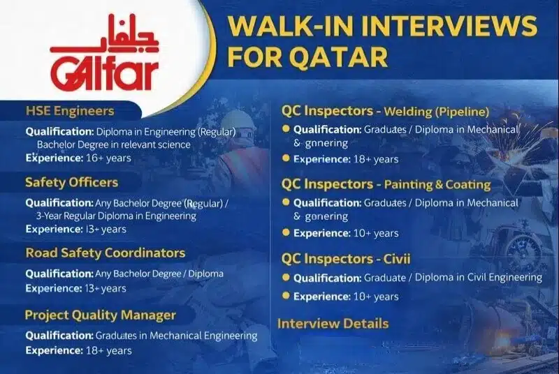 Galfar Engineering & Contracting WLL Walk In Interview 2026 | For Oil & Gas, Pipeline aur Infrastructure projects 1 Galfar Engineering & Contracting WLL Walk In Interview 2026 | For Oil & Gas, Pipeline aur Infrastructure projects