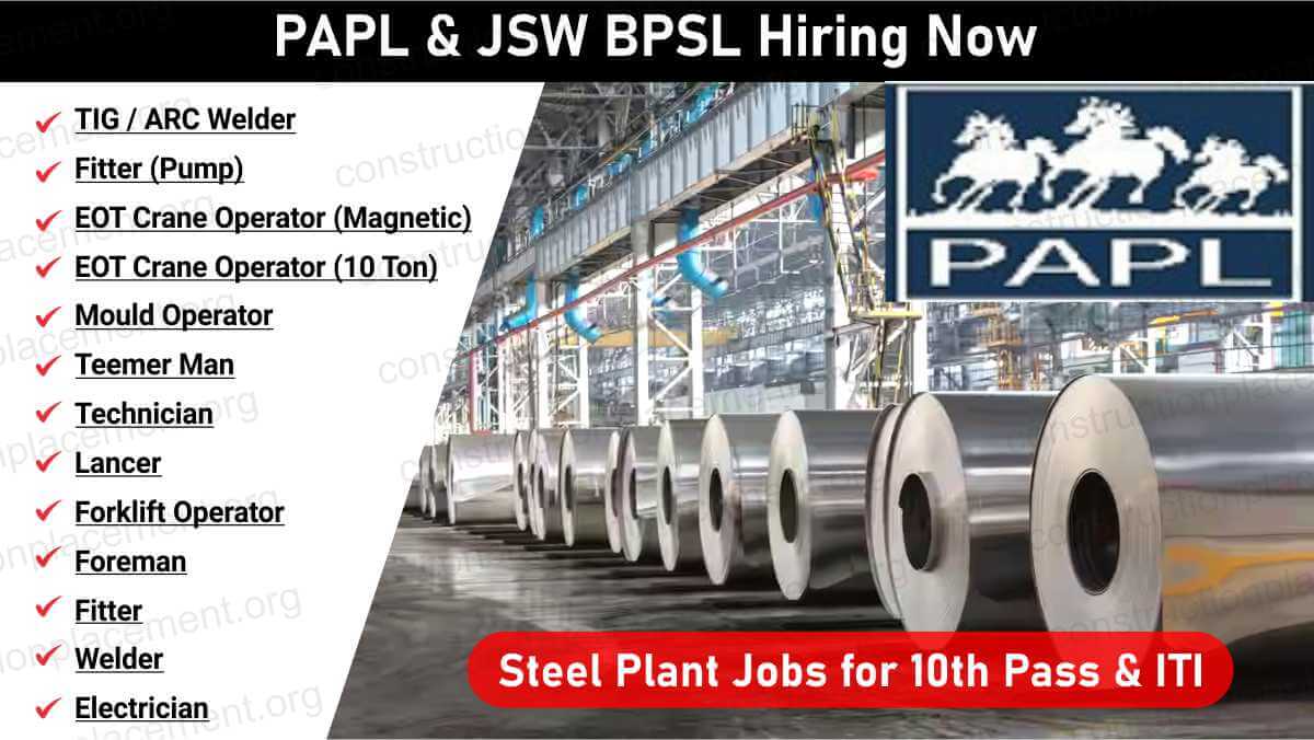 Pradhan Associate Pvt Ltd (PAPL) Recruitment 2026 | For Welder, Fitter, Crane Operator Jobs | Steel Industry