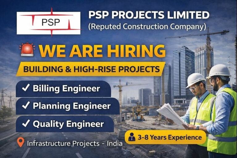 PSP Projects Limited New Vacancy 2026 | For Building & High-Rise Construction Projects