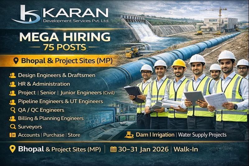 KARAN Development Services Pvt. Ltd. Walk-In Interview 2026 | For DAM / IRRIGATION / WATER SUPPLY