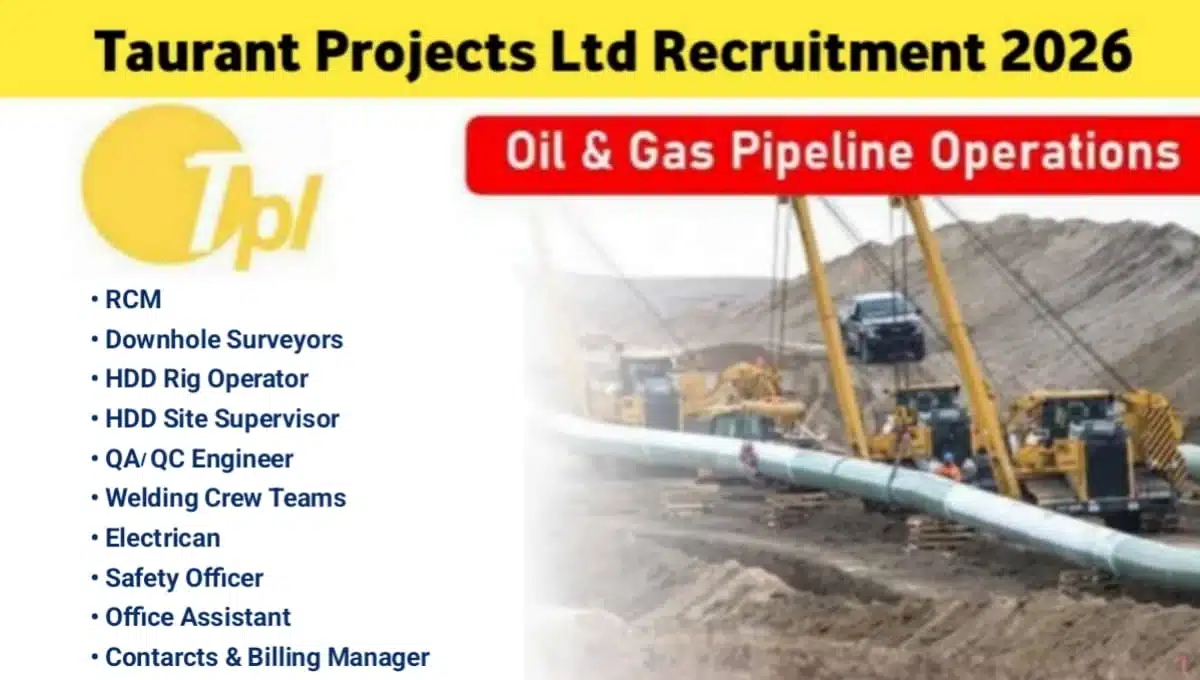 Taurant Projects Ltd Recruitment 2026 | For Oil & Gas (CGD) pipeline projects aur HDD works