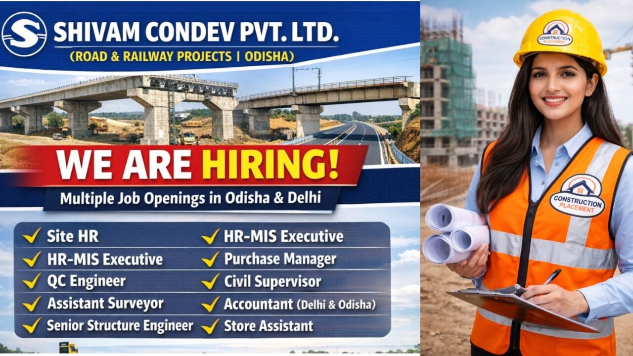 Shivam Condev Pvt. Ltd Hiring 2026 | For (Road & Railway Projects | Odisha