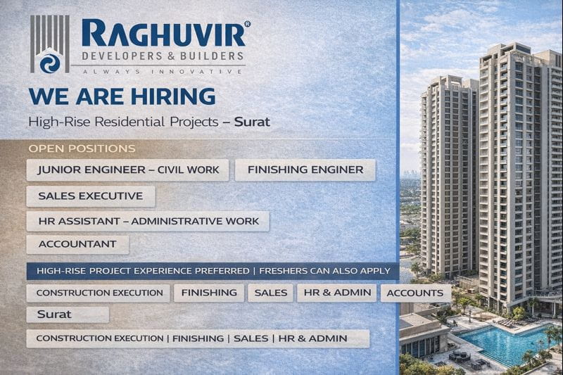 Raghuvir Developers And Builders Recruitment 2026 | Male And Female Both Apply | Construction Placement