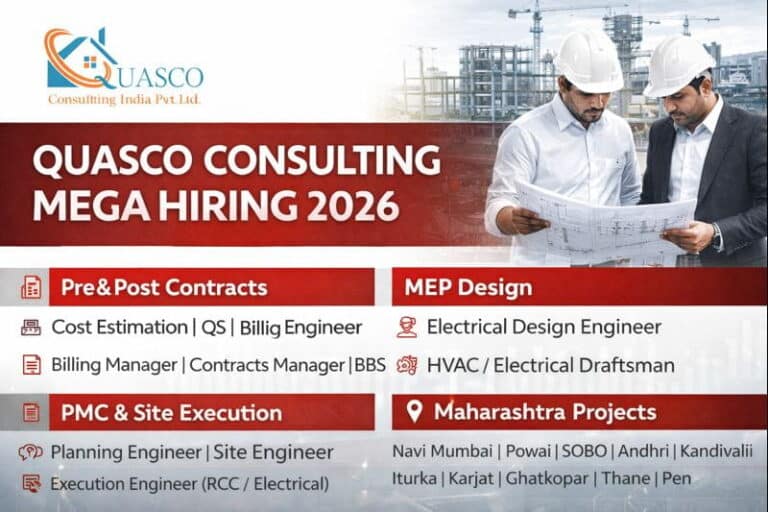 QUASCO Consulting India Pvt. Ltd Hiring 2026 | Location: Navi Mumbai, Powai, Andheri, Kandivali, Iturka, Karjat, Ghatkopar