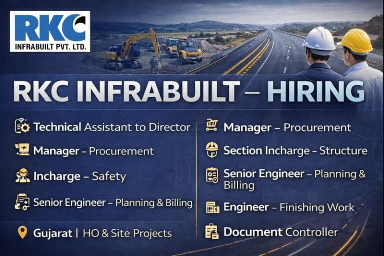 RKC Infrabuilt Pvt. Ltd Recruitment 2026 | For Roads & Highway Projects