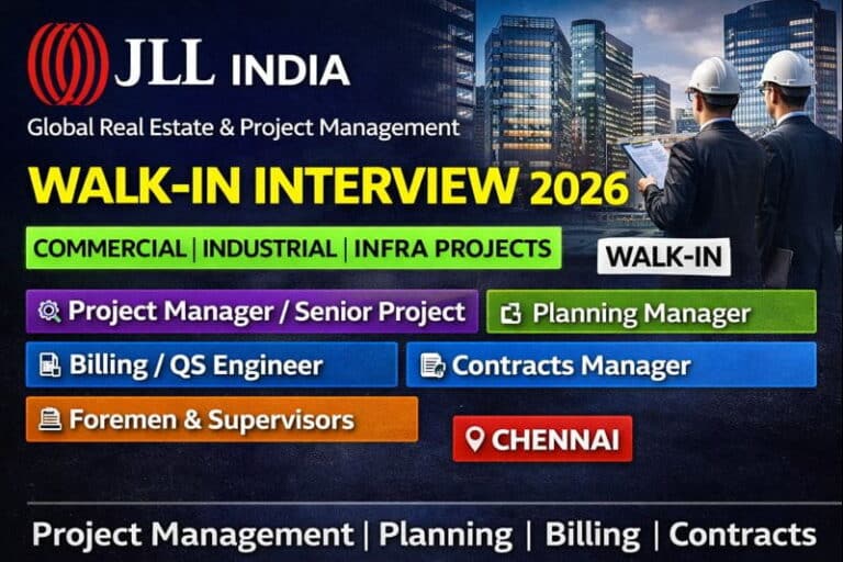 JLL India Walk-In Drive 2026 | Date: Saturday, 31st January 2026 | Construction Placement