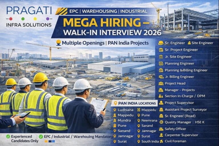 Pragati Infra Solutions Pvt. Ltd. Walk-In Interview 2026 – EPC, Warehousing & Industrial Projects