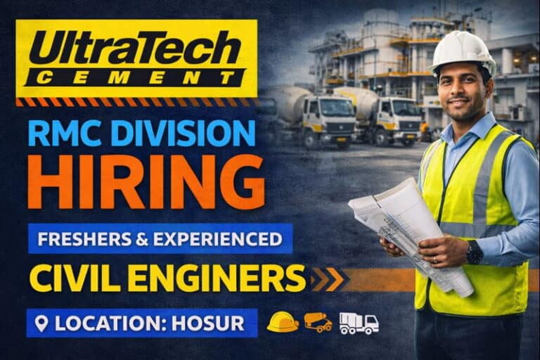 UltraTech Cement Limited Hiring 2026 | For Freshers Civil Engineer | Construction Placement