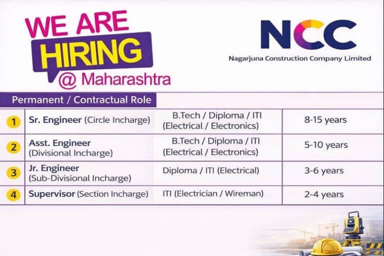 NCC Limited Vacancy January 2026 | Construction Jobs In Aurangabad Maharashtra