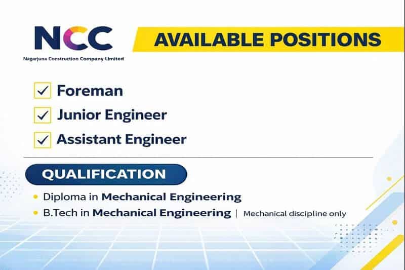 NCC Limited Latest New Vacancy 2026 |  for BMRCL Projects (Bangalore)