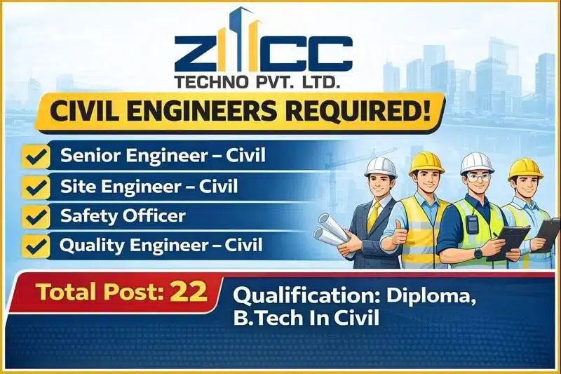 ZCC Techno Pvt Ltd Latest Hiring 2026 | For Diploma, B.Tech In Civil Engineer