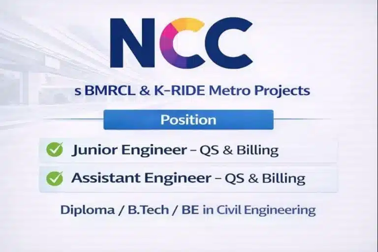 NCC Limited Latest Recruitment 2026 | For Diploma / B.Tech / BE in Civil Engineering