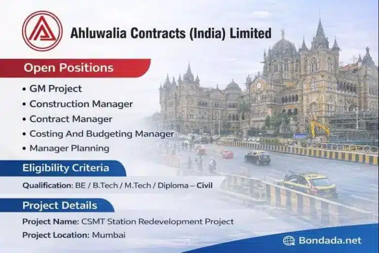 Ahluwalia Contracts India Ltd Recruitment 2026 | For Landmark Railway Station Redevelopment Project | Construction Placement