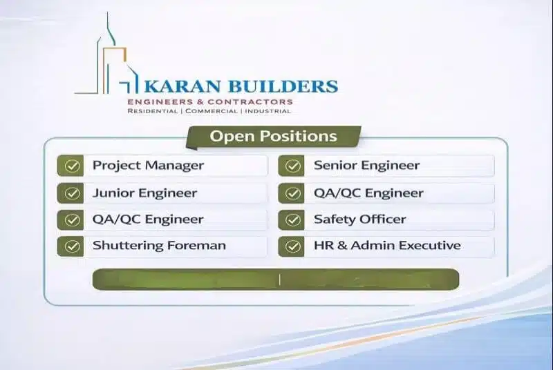 Karan Builders Recruitment 2026 | For Residential, Commercial, and Industrial Projects