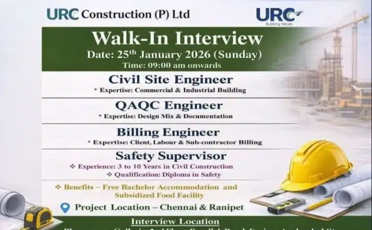 URC Construction Walk In Interview January 2026 | For Commercial and industrial Building Projects