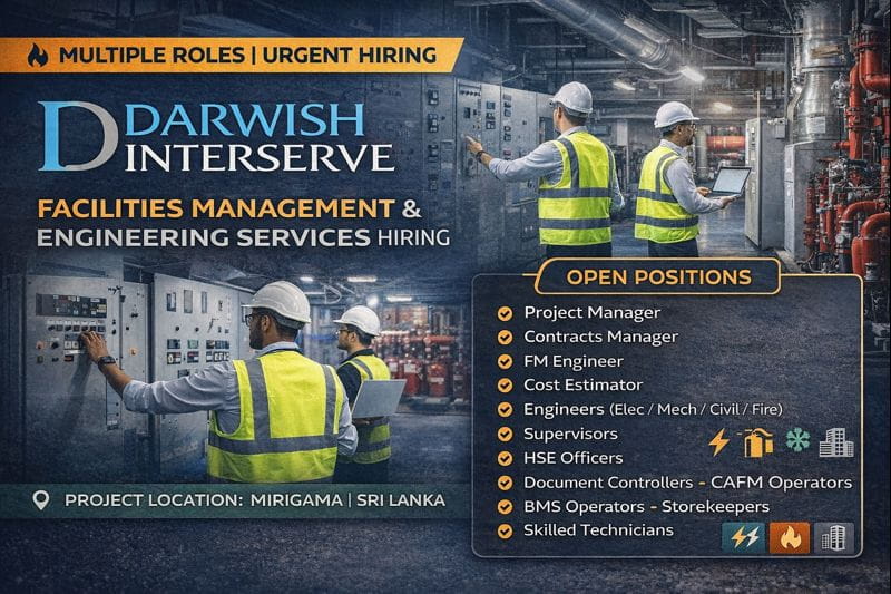 Darwish Interserve Hiring 2026 | Electrical, Mechanical, Civil, Fire Alarm, and Fire Fighting works | Construction Placement