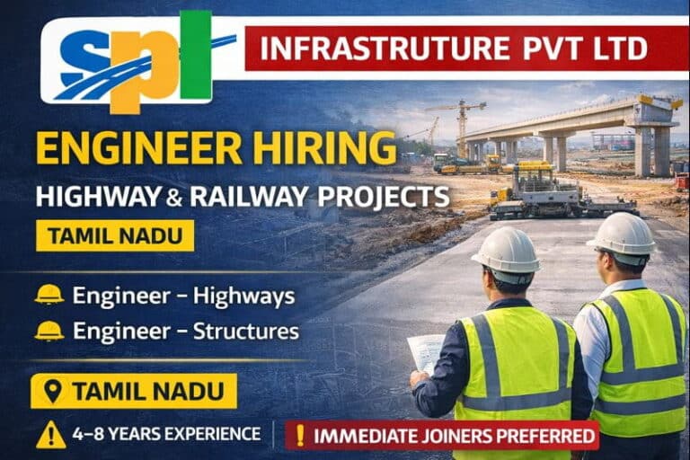 SPL Infrastructure Pvt Ltd Hiring 2026 | For Highway & Railway Projects