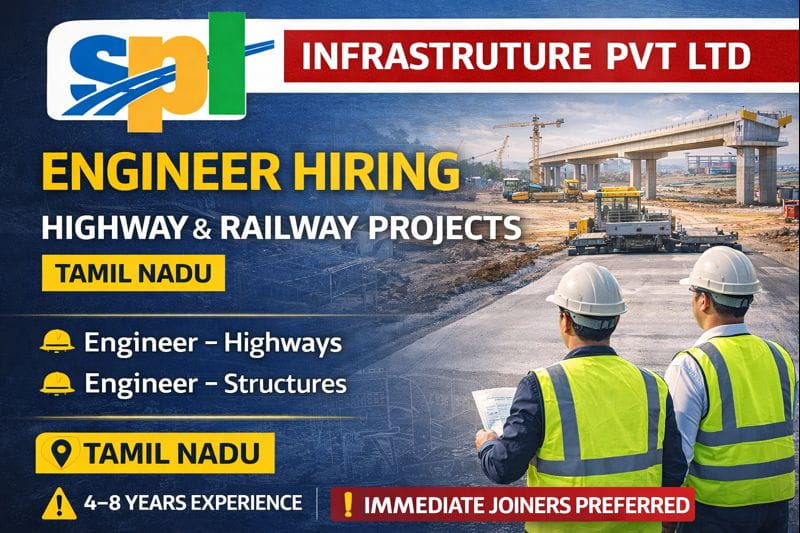 MKC infrastructure Ltd Hiring 2026 | Construction Jobs In Gujarat | Construction Placement 3 SPL Infrastructure Pvt Ltd Hiring 2026 | For Highway & Railway Projects