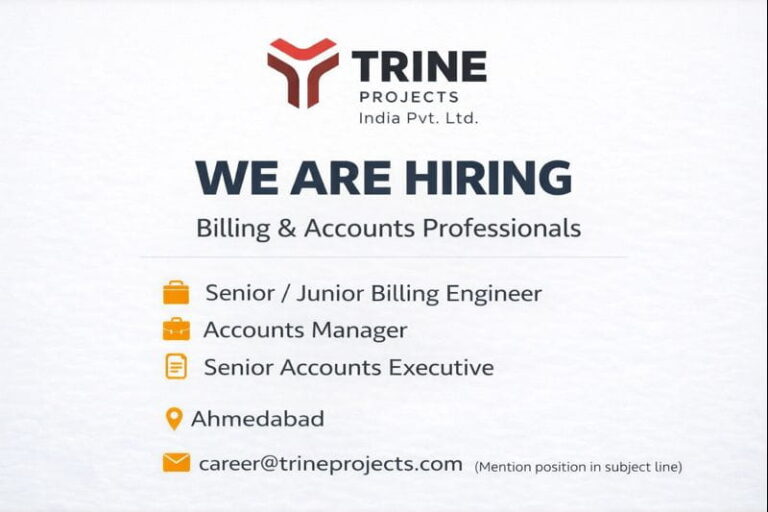 TRINE PROJECTS India Pvt. Ltd Hiring 2026 | Construction Jobs In Ahmedabad | Construction Placement