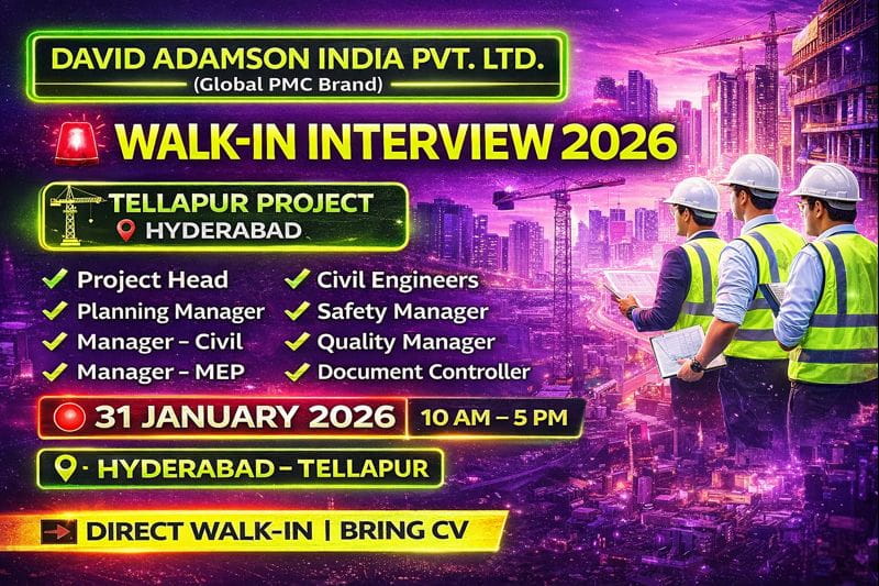 Shree Naman Group Vacancy 2026 | For Quality Residential And Commercial Projects | Construction Placement 4 David Adamson India Pvt. Ltd. – Walk-In Drive 2026 | Saturday, 31st January 2026 | Construction Placement