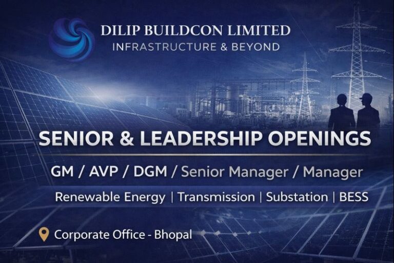 Dilip Buildcon Ltd Recruitment 2026 | For Renewable And Transmission Department