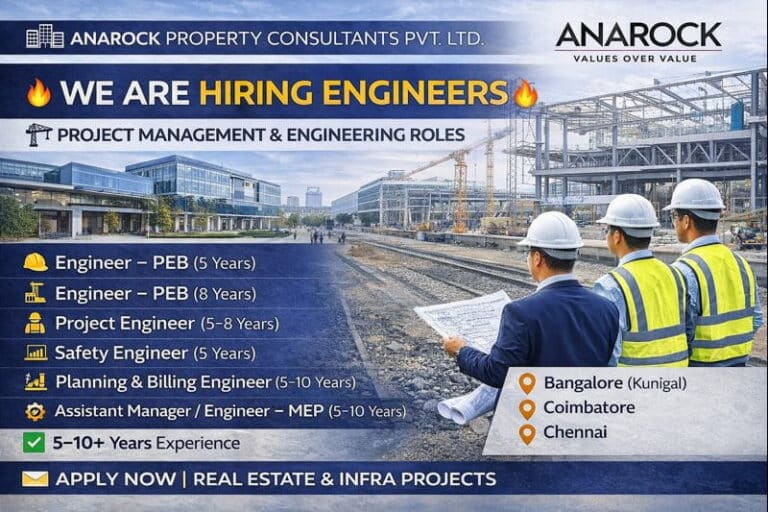 ANAROCK Property Consultants Pvt. Ltd. Hiring 2026 | For Project Management & Engineering Services